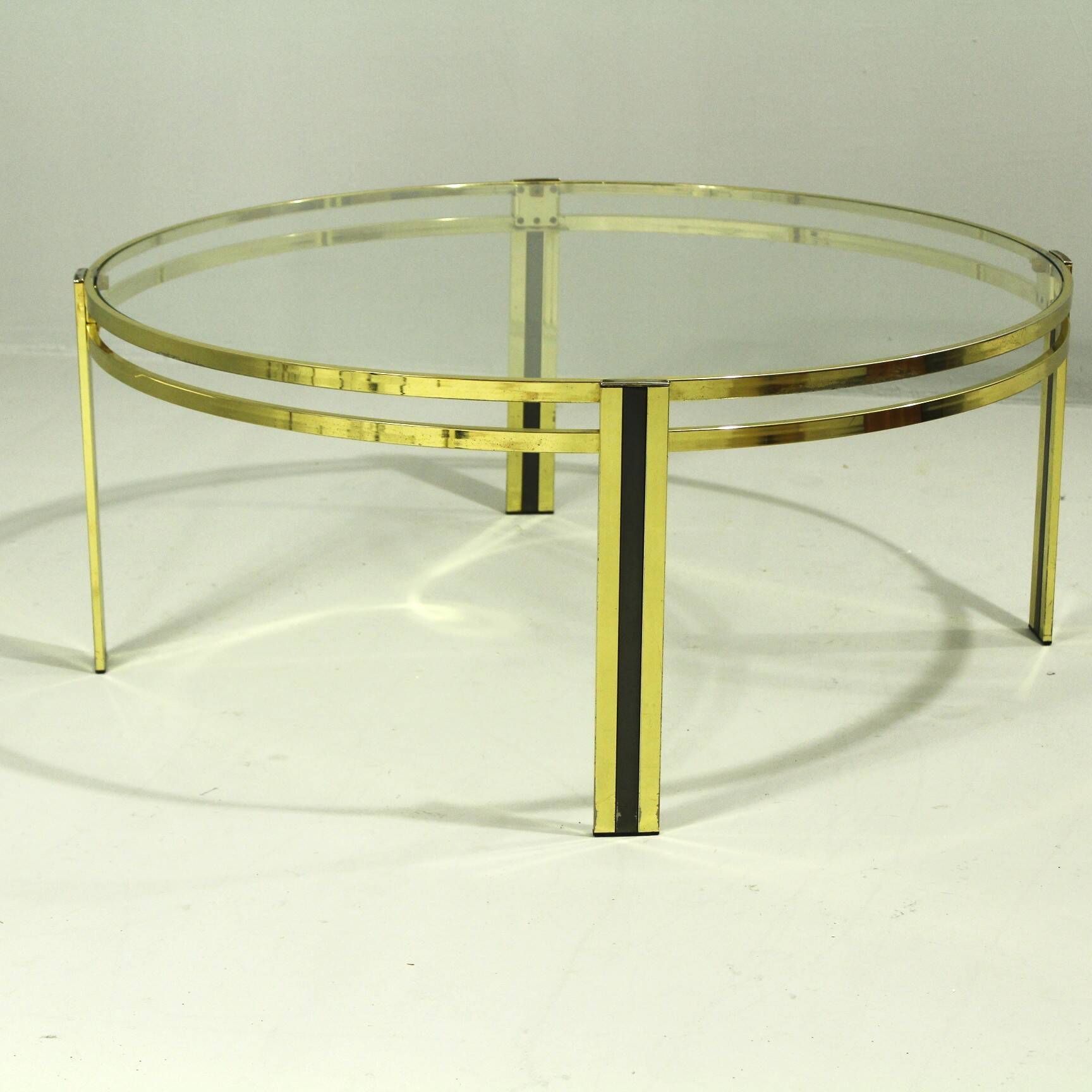 Vintage Round Brass Coffee Table, 1980s