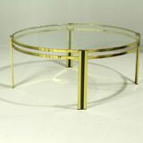 Vintage Round Brass Coffee Table, 1980s