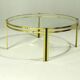 Table basse ronde vintage en laiton, années 1980