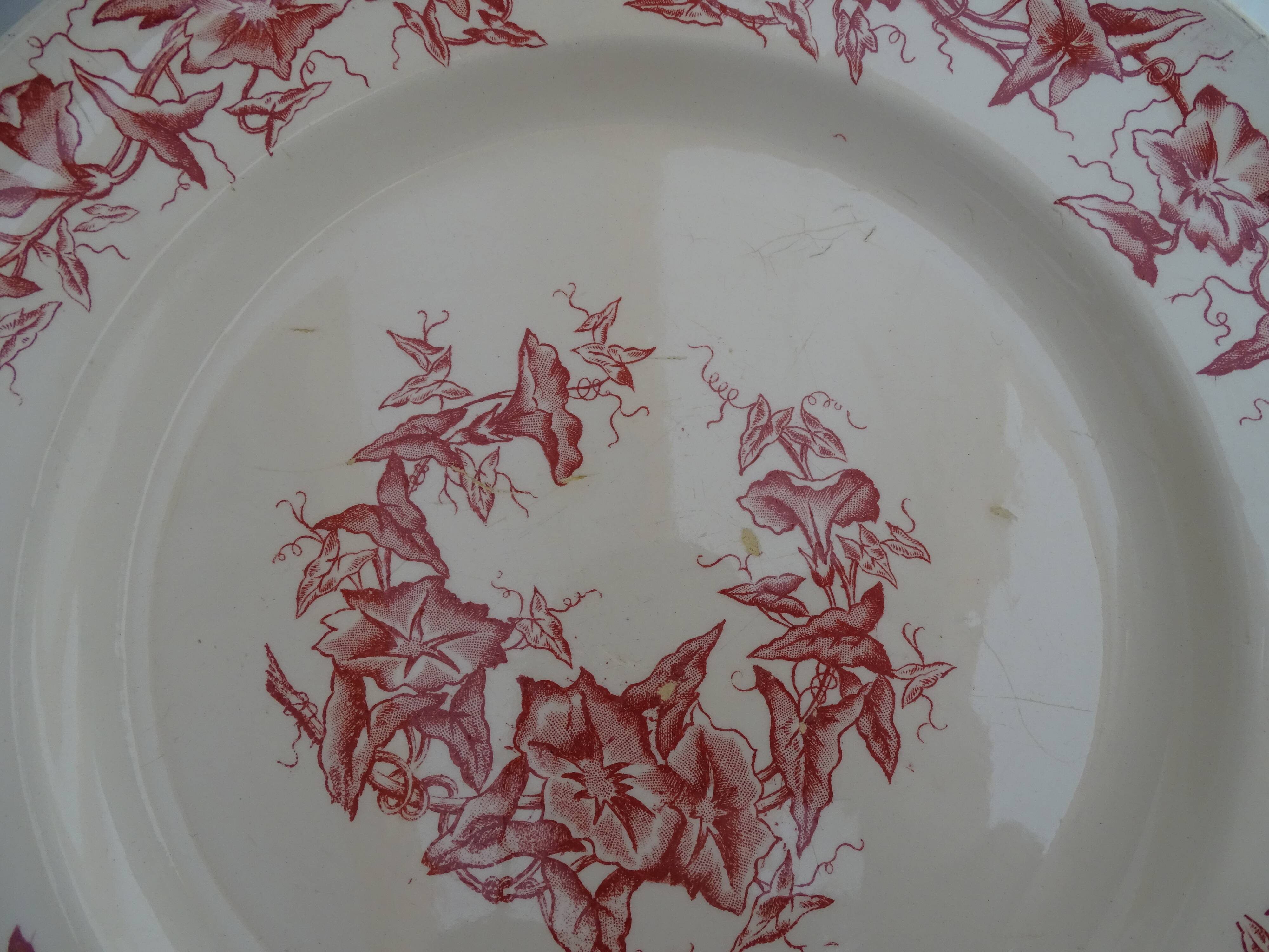 4 old faience plates Lonchamps a fleurs - Lierons - Terre de fer