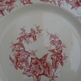 4 assiettes anciennes faience Lonchamps a fleurs - Liserons - Terre de fer