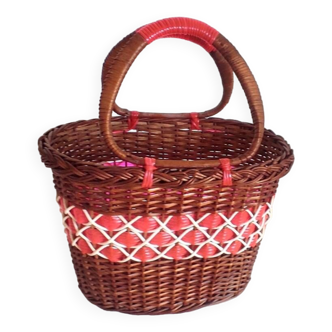 70s wicker and scoubidou basket