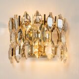 Pair of wall sconces in gilded brass and crystal by Palwa, Germany, 1970s.