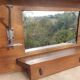 coat rack, hooks, wood and metal, vintage