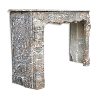 Louis XV Style Fireplace In Grey Marble Of the Ardennes