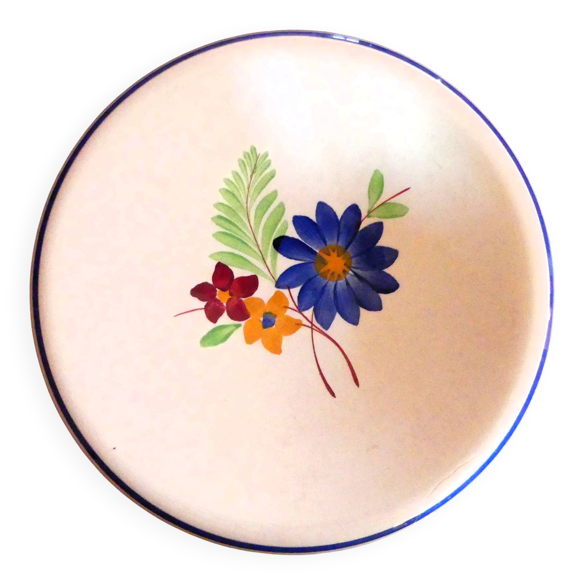 Set of 2 round serving dishes: Gien (Anthéor model) and Duralex.