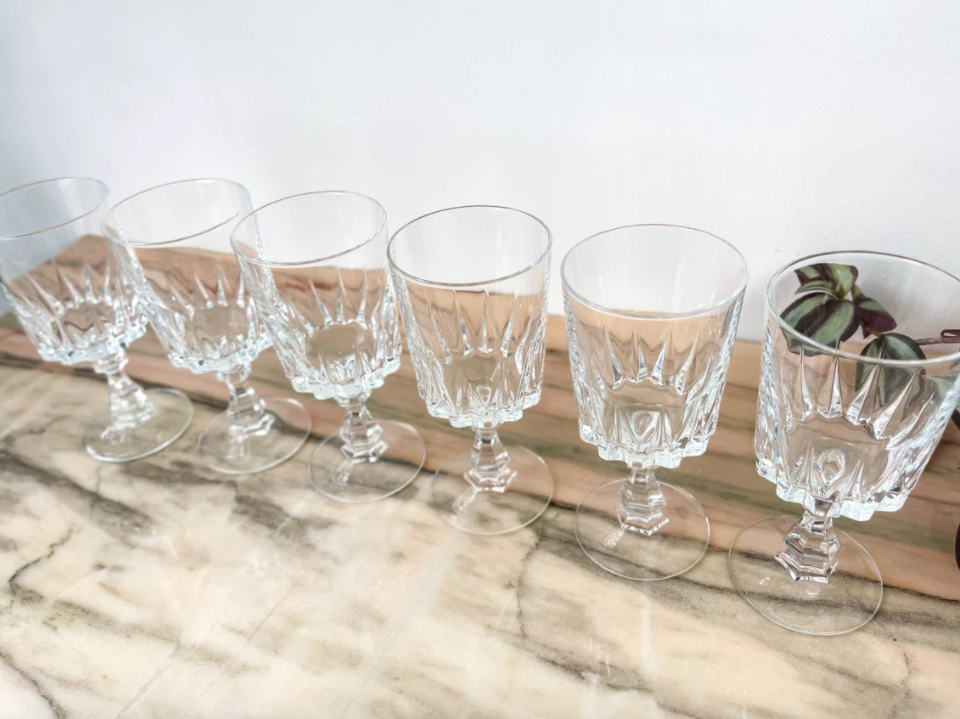 Lot de 6 verres à vin rouge cristal d'Arques modèle Louvre