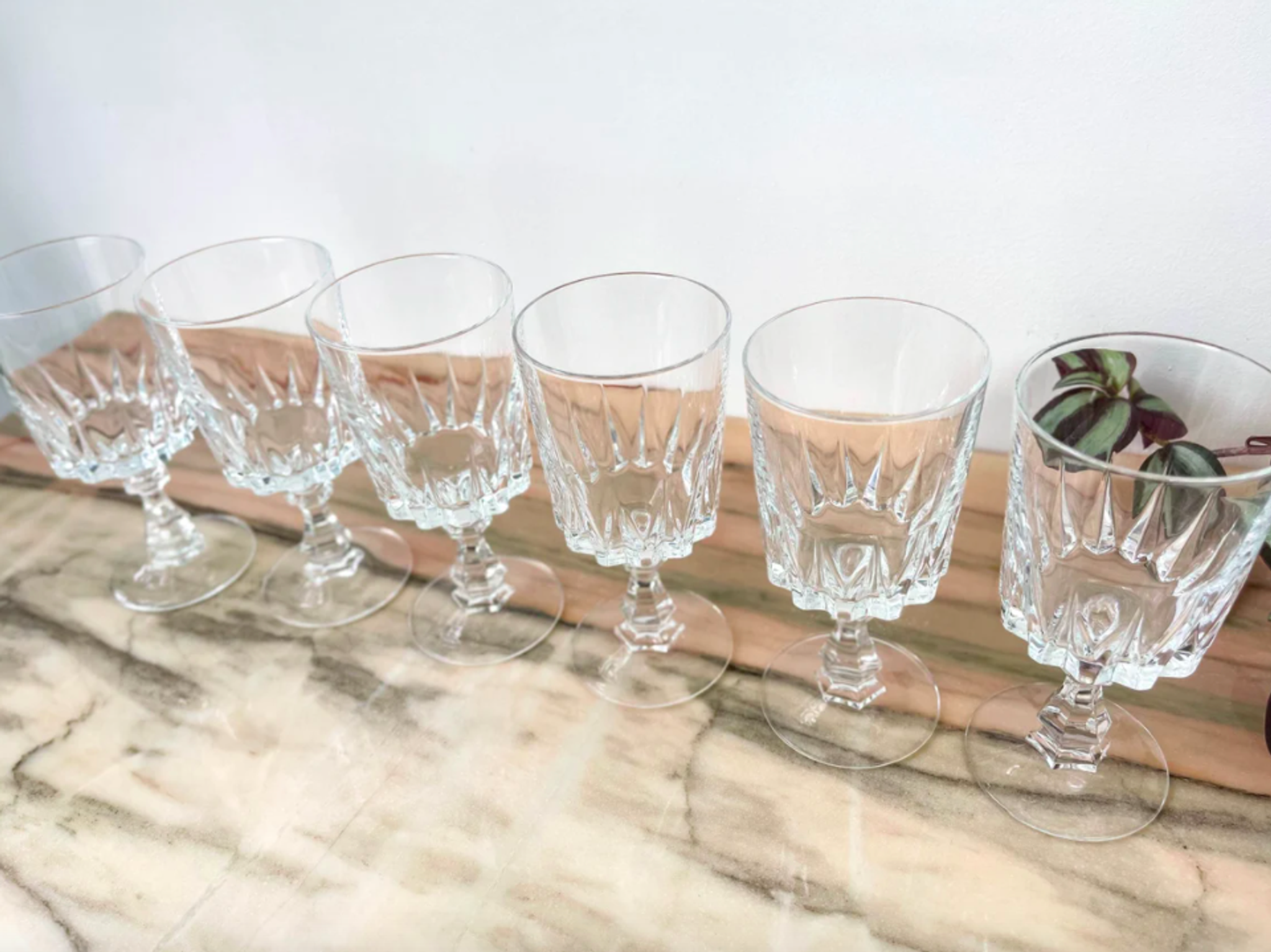 Lot de 6 verres à vin rouge cristal d'Arques modèle Louvre