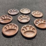 Set of 8 vintage teak plates with compartments