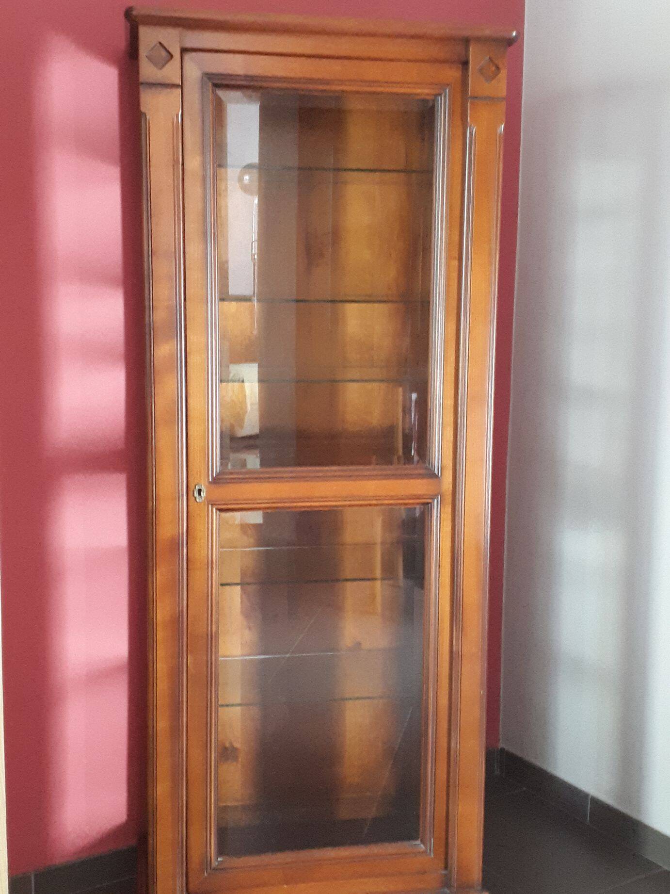 Cherry wood display cabinet with 6 adjustable glass shelves – Drimmer brand