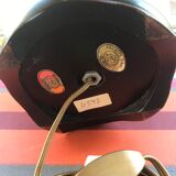 Old ceramic lamp art de Rodez in red burgundy vintage lampshade