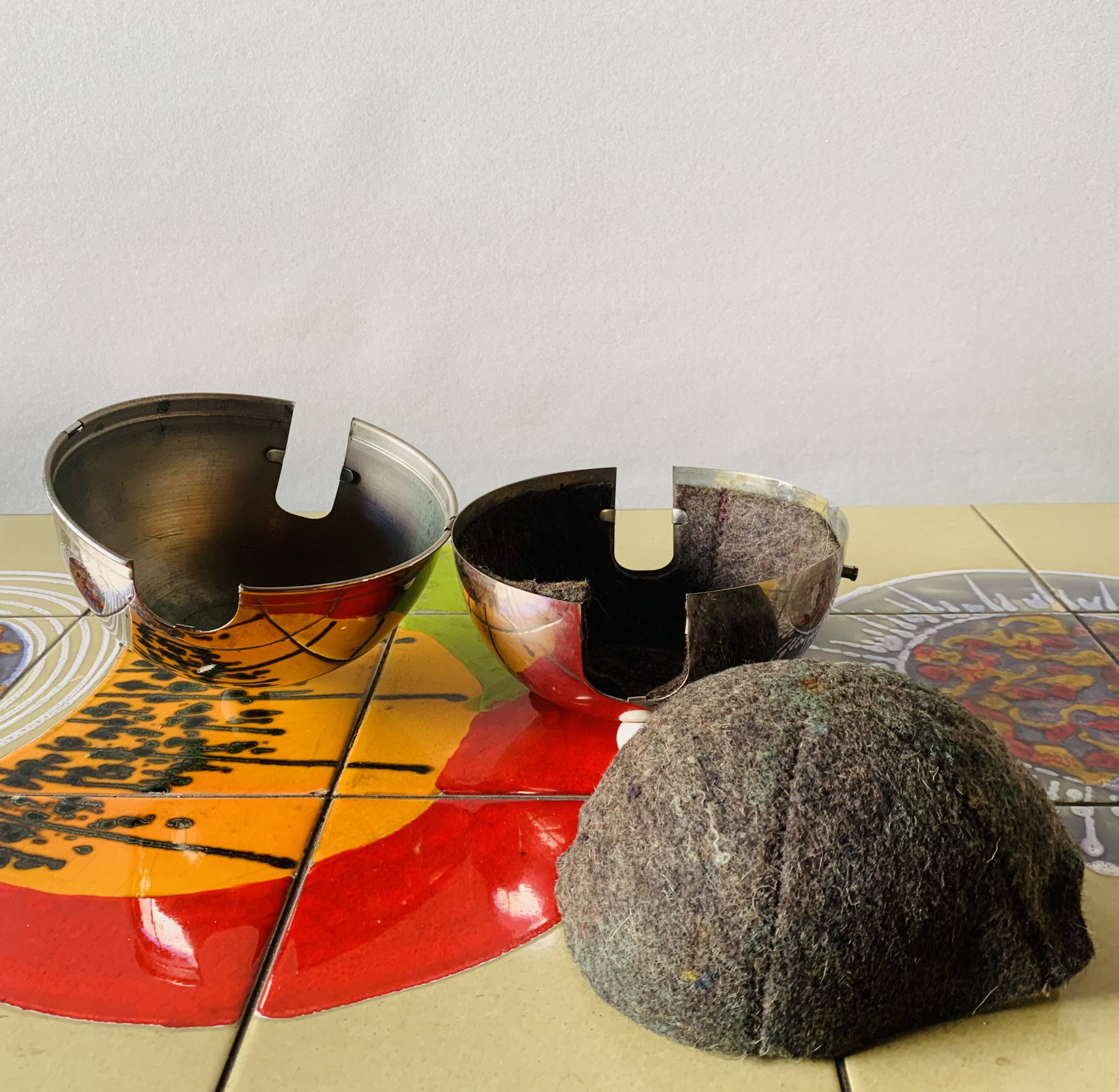 Old insulating teapot in ceramic and chrome metal - Dovo Tiel