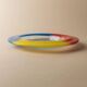Vintage Murano glass bowl - blue, red, and yellow glass with bubbles - Italy 1980s - Pop Art design