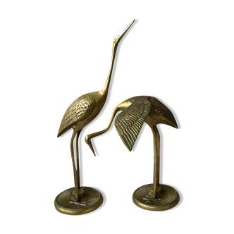 Brass heron pair