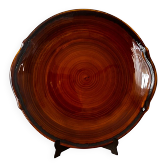 Vintage large serving plate brown honey Luneville