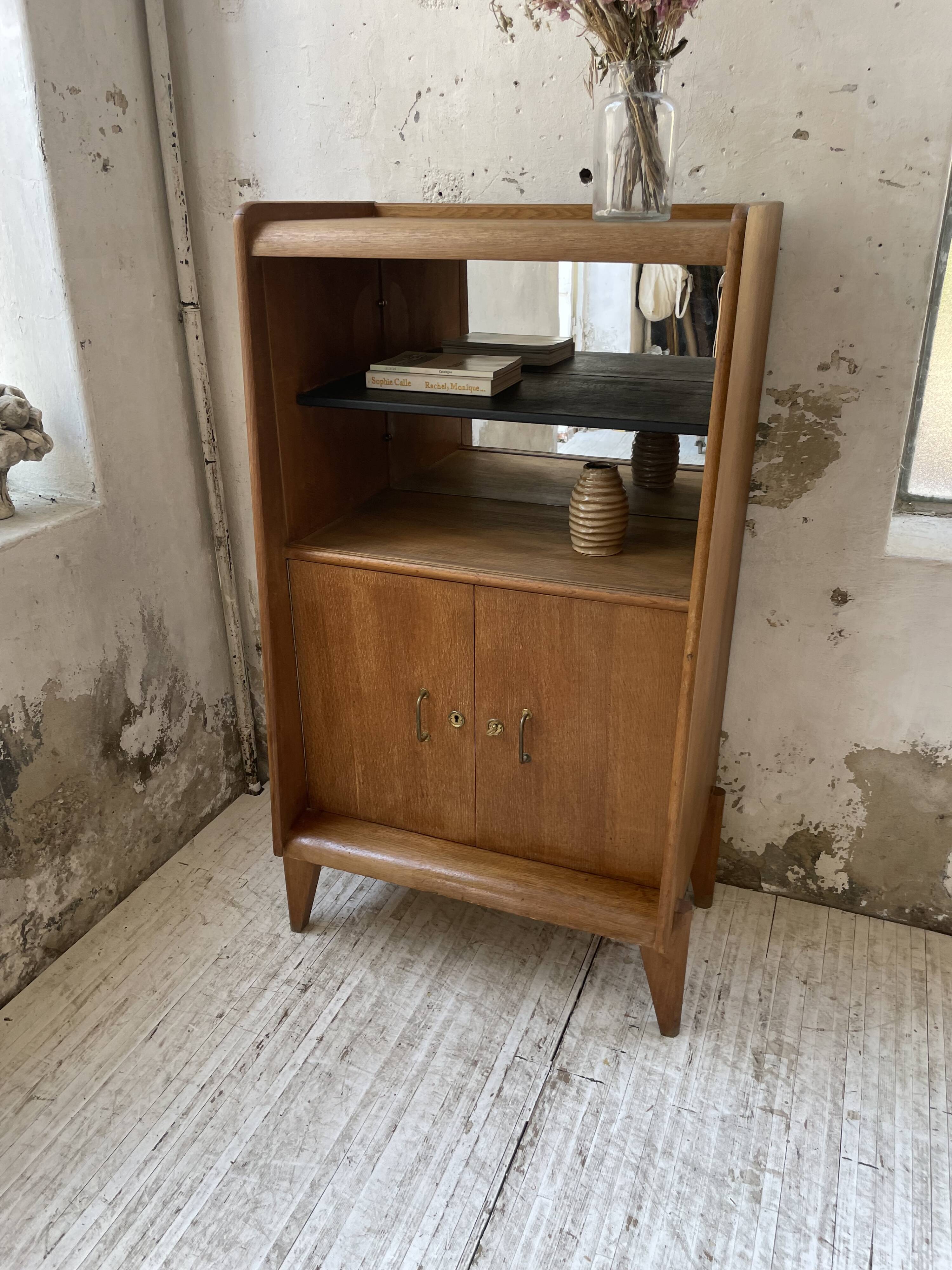 Meuble de rangement secrétaire chêne années 60