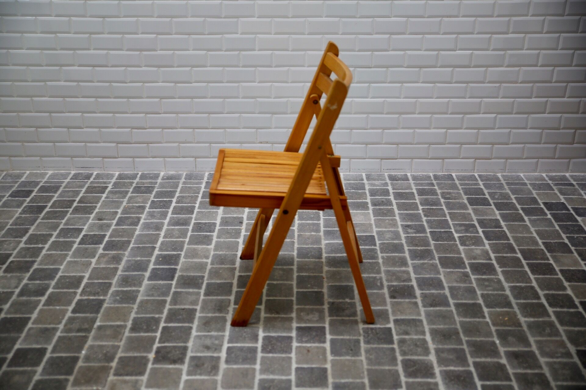 Set of 3 folding beech chairs