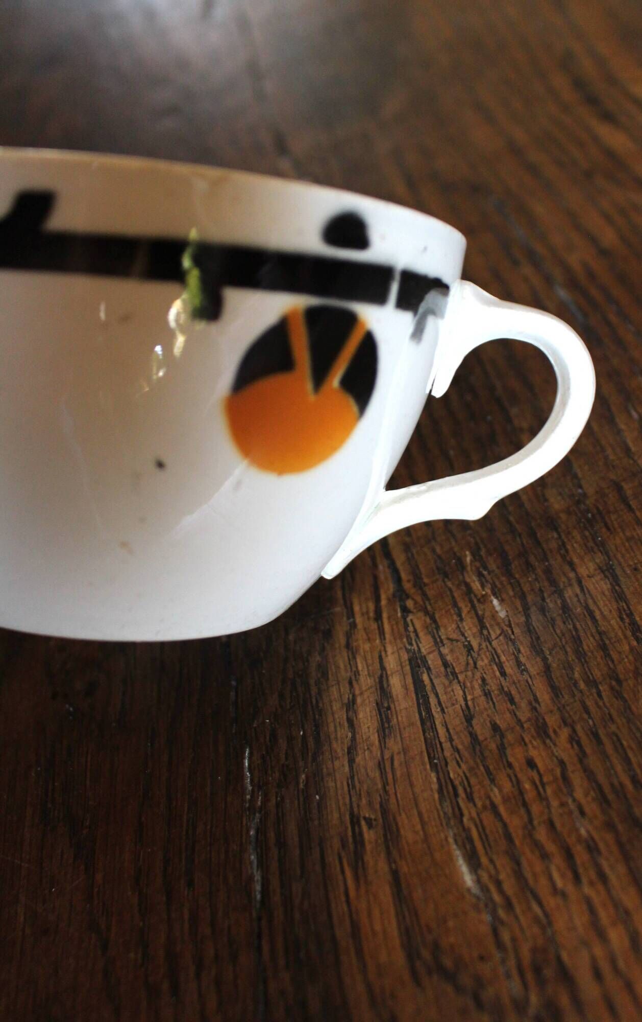 Cups Marylou Digoin Sarreguemines Barcarolle Badonviller orange black art