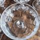 Set of 6 vintage glass champagne glasses with grape cluster filigree
