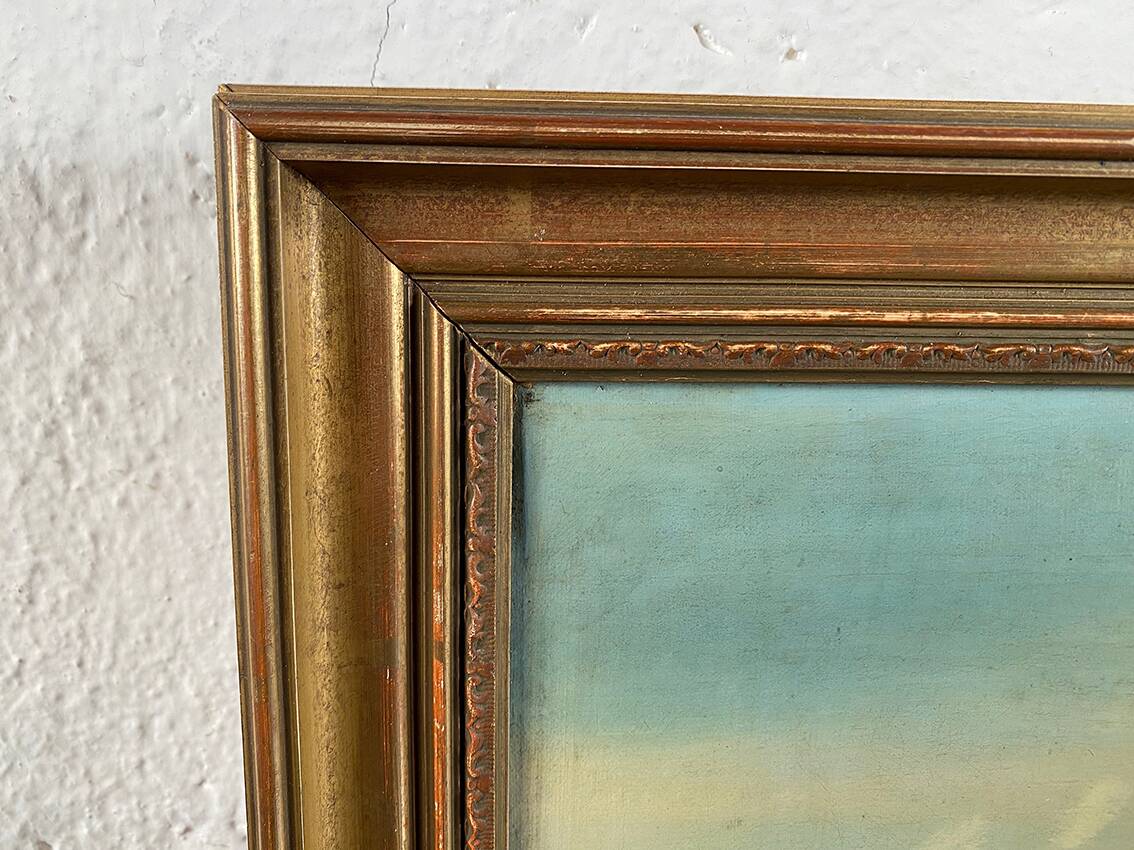 Paysage animé, huile sur toile XIXe