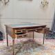 Flat desk in mottled mahogany, Louis XVI style, 19th century