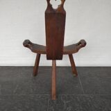 Vintage Spanish Wooden Chair and Stool from the 1970s