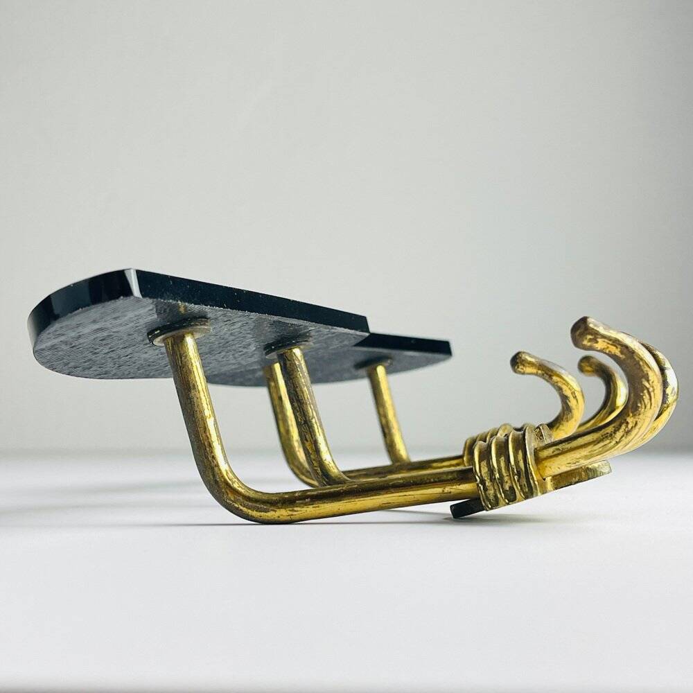 Vintage brass coat hooks, Italy, 1950s, set of 2