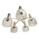 Lustre 5 branches doré et verre soufflé à paillettes dorées 1960