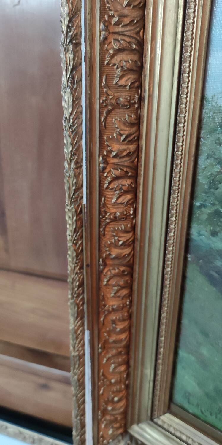 Old Canvas Oil Painting/Scene Of Life/The Washerwomen/Signed M.Merlin