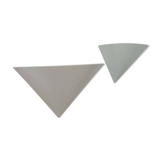 Pair of vintage wall lights, white metal, France 1970