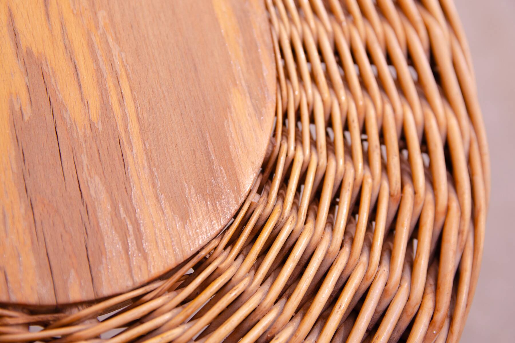 Mid century rattan stool by Jan Kalous for ÚLUV, 1960´s, Czechoslovakia