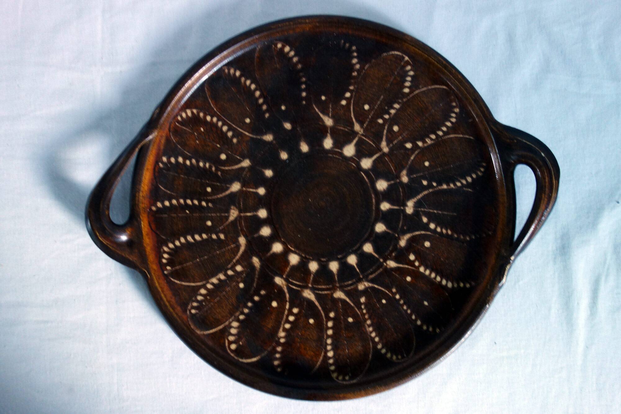 Large vintage platter in glazed pottery
