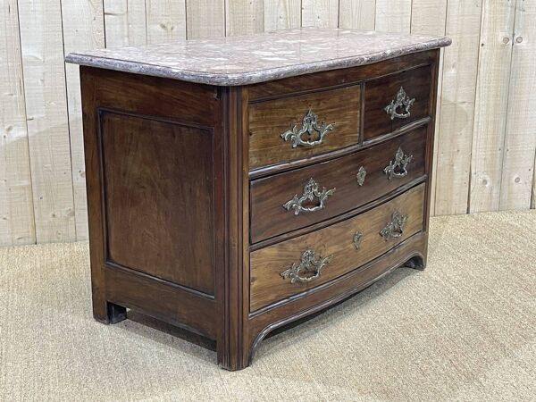 Commode d'époque Régence en amarante et dessus marbre XVIIIème