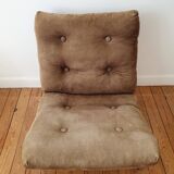 Vintage tubular chrome and velvet armchair