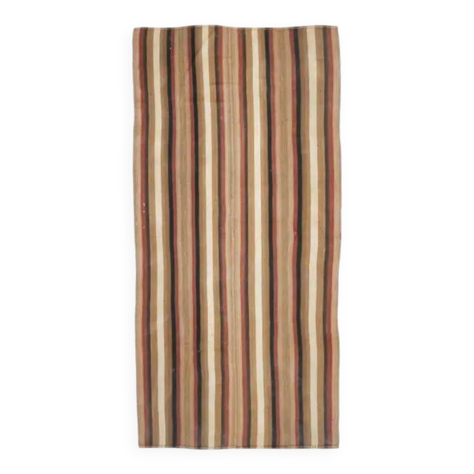 Vintage Turkish Hand-Knotted Wool Cotton Brown Kilim Runner 145x296