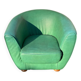 Vintage green leather club chair, antique green leather sofa.