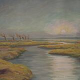 Painting „The River”, Scandinavian design, 1970s