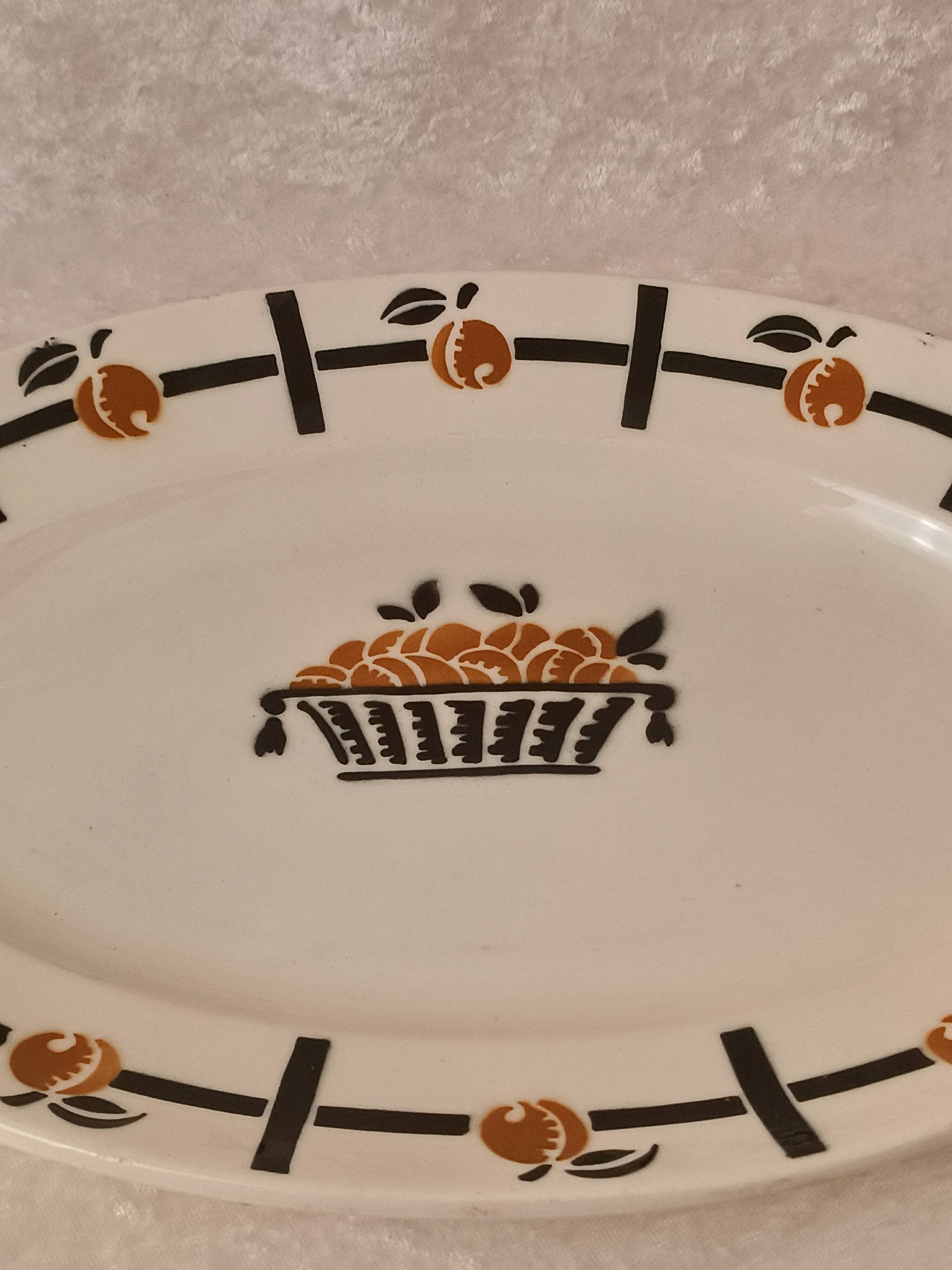 Plat ovale Panier d'abricots Badonviller