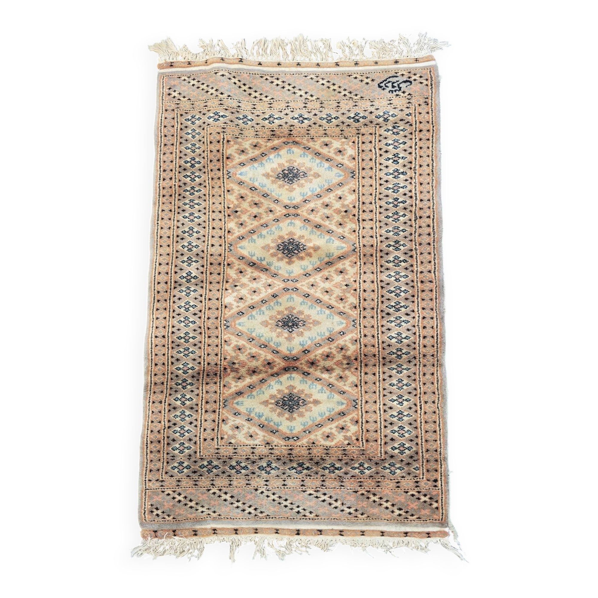Tapis pakistanais noué main en laine 110 × 62 cm – Authentique