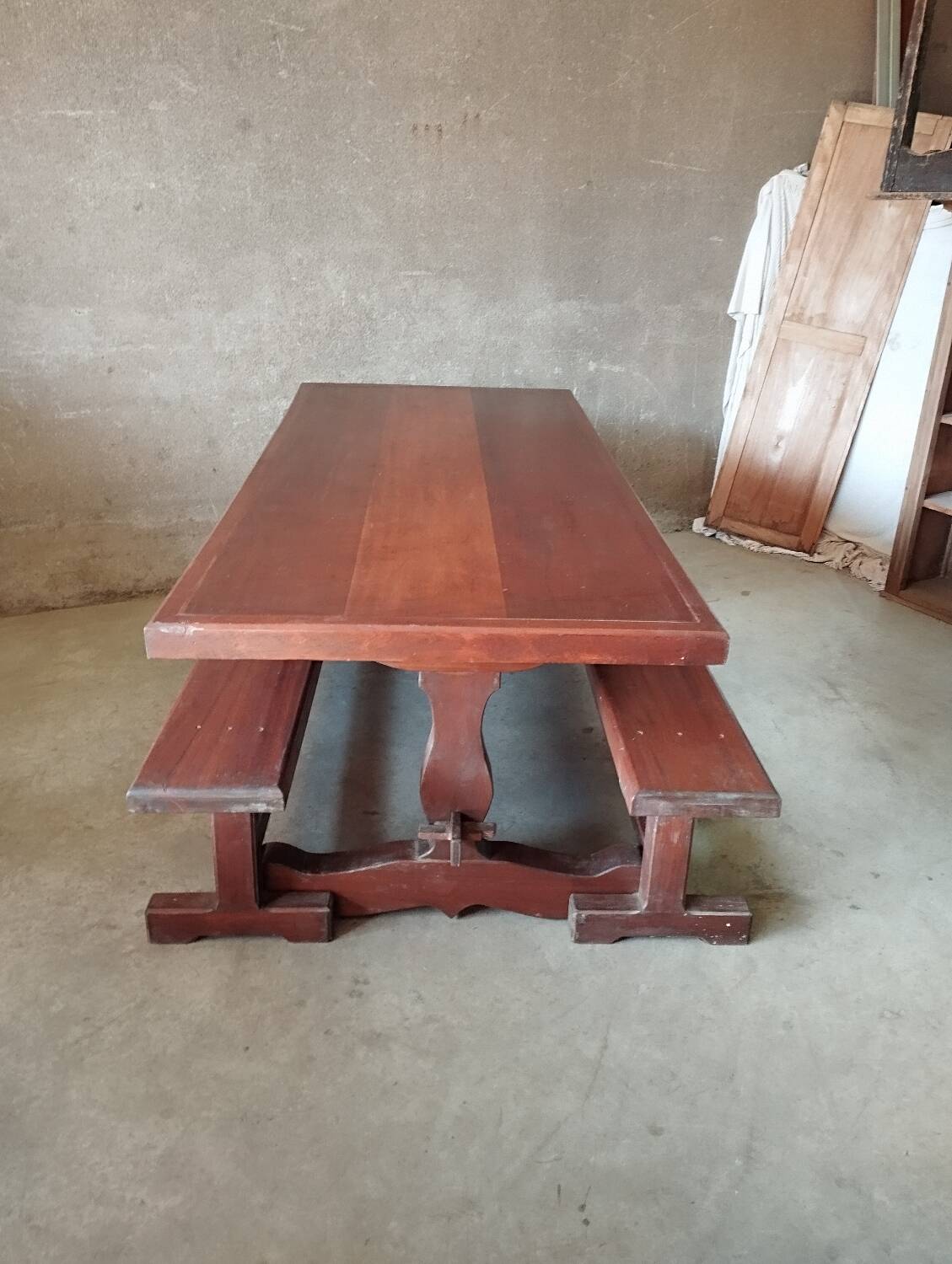 Farmhouse table and 2 benches set