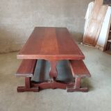 Ensemble table de ferme et 2 bancs
