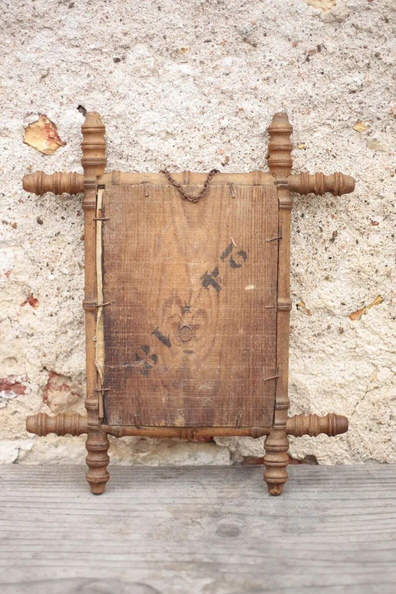 Wooden bamboo imitation mirror, antique mirror, hanging mirror, interior decor, mirror