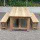 2 stripped farmhouse benches in solid oak, 1970, 175cm.