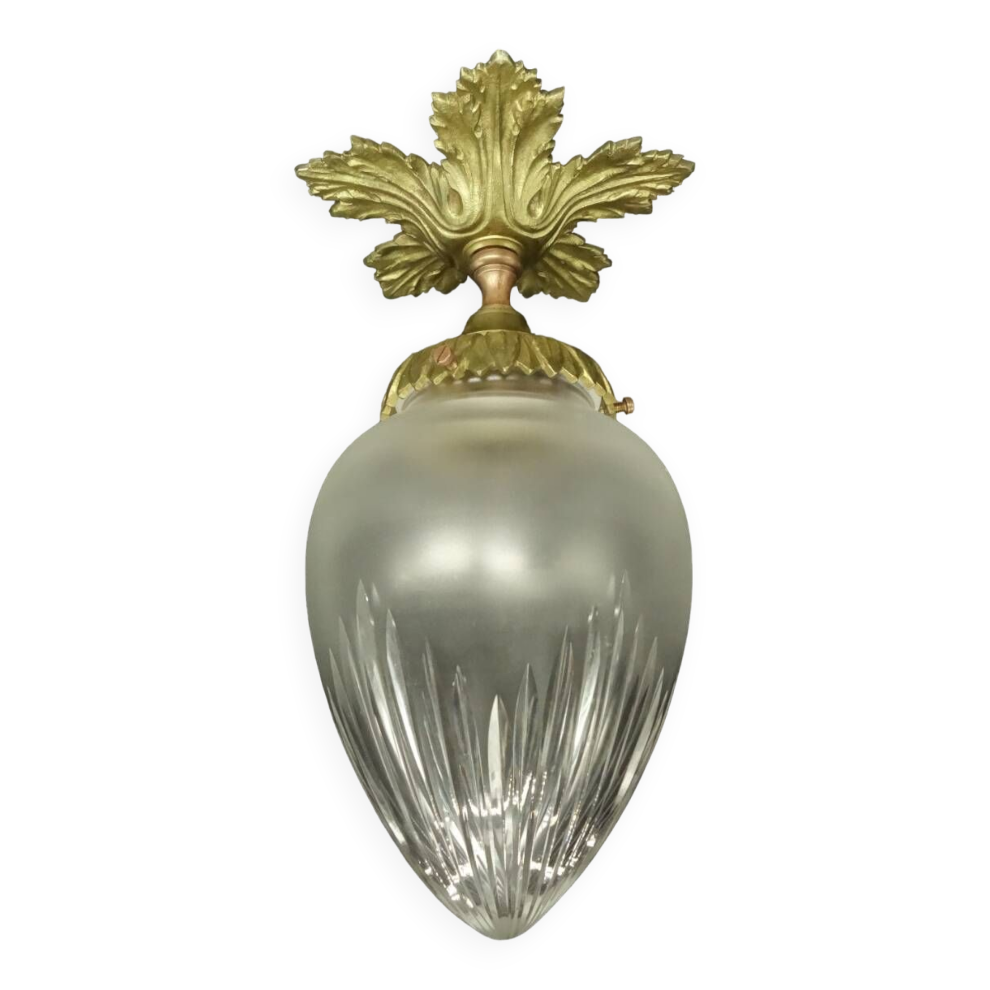 Louis XV style pointed ceiling light/suspension - bronze & glass