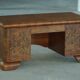 Art Deco desk, sculptural and expressive, in walnut, made by a French cabinetmaker, 1930s.