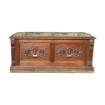 Carved oak chest bench Renaissance style