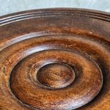 Low tripod stool in vintage turned solid wood