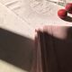 Nappe ancienne en damassée coton teintée en rose thé