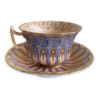 Mocha Cup and Saucer Mug Paris Table Porcelain Napoleon III Style 19th Century