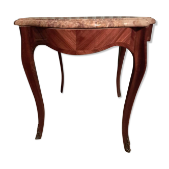 Table basse en merisier et plateau marbre